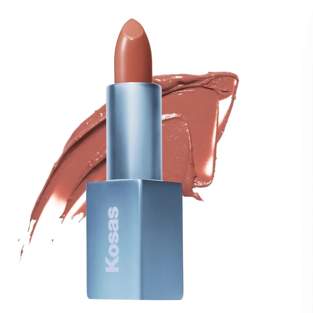 Kosas Weightless Lip Color Nourishing Satin Lipstick in High Cut warm rosy pink